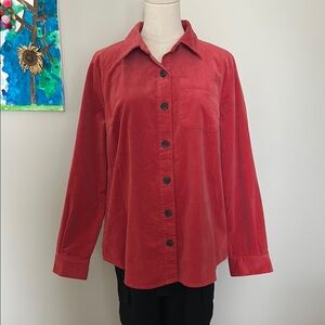 Corduroy Coral Button-Up Shirt